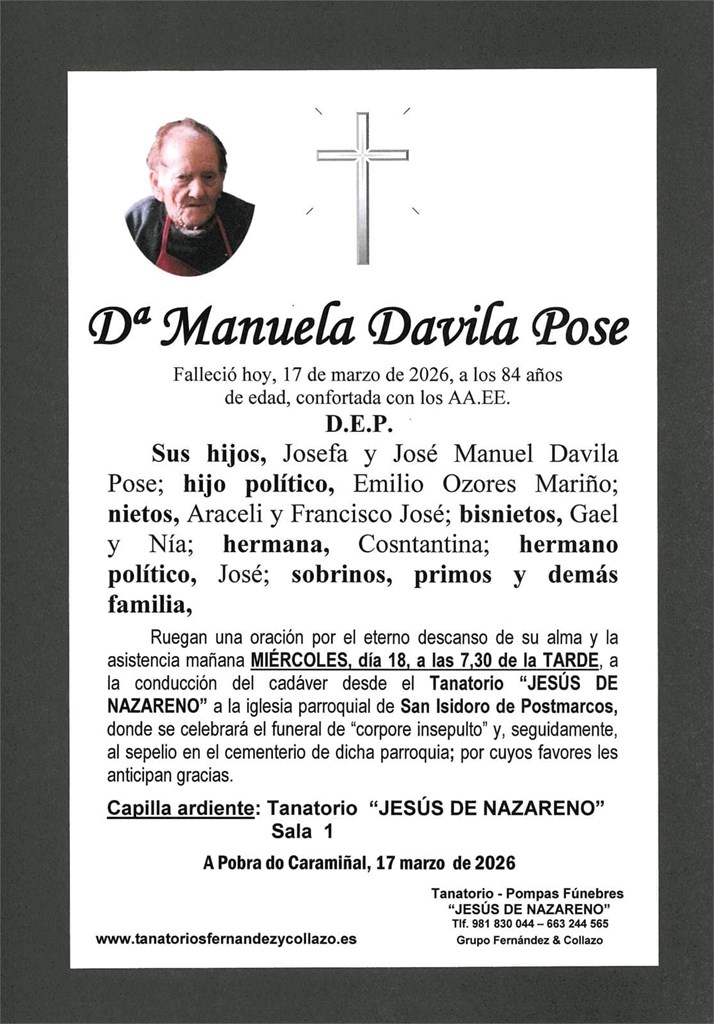 Dª MANUELA DAVILA POSE