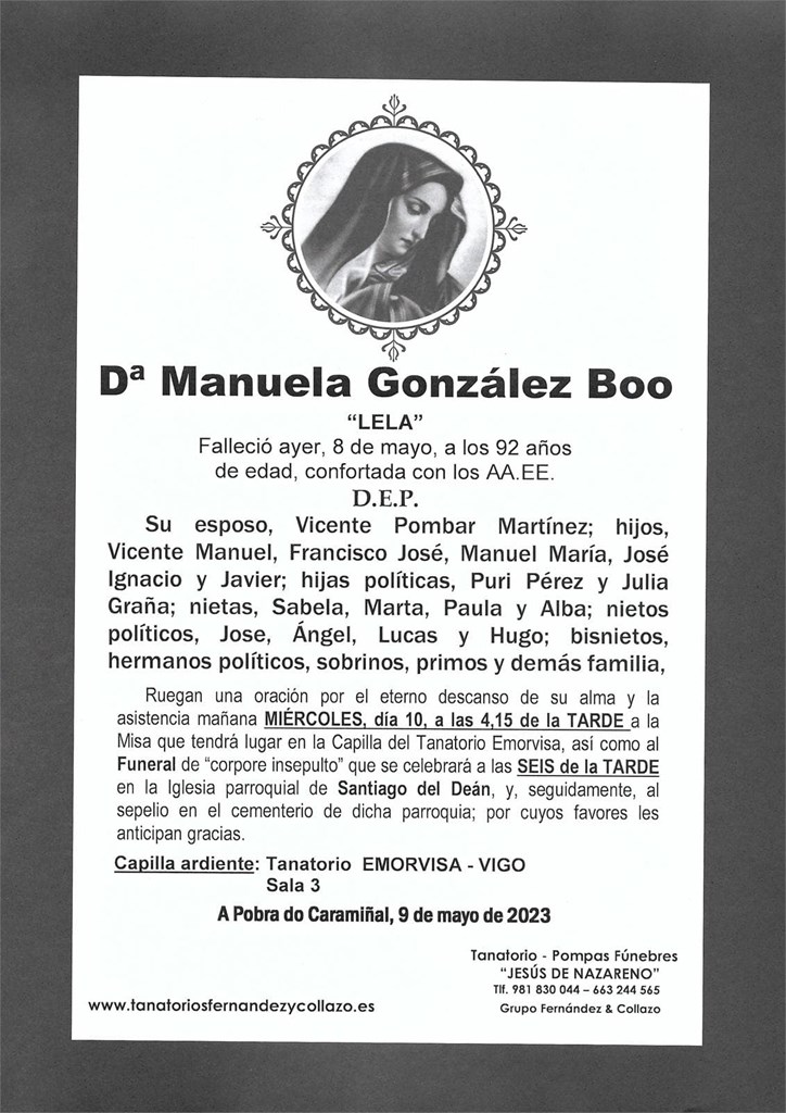 Dª Manuela González Boo