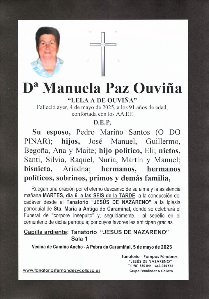 Dª Manuela Paz Ouviña