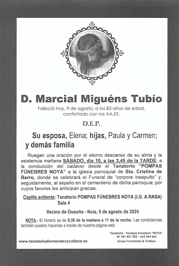 Foto principal D. Marcial Miguéns Tubío