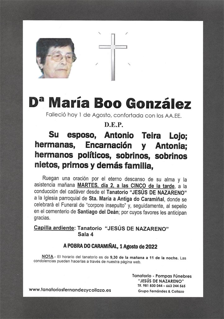 Dª MARÍA BOO GONZÁLEZ