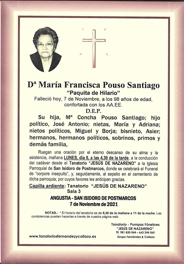 Foto principal Dª MARÍA FRANCISCA POUSO SANTIAGO