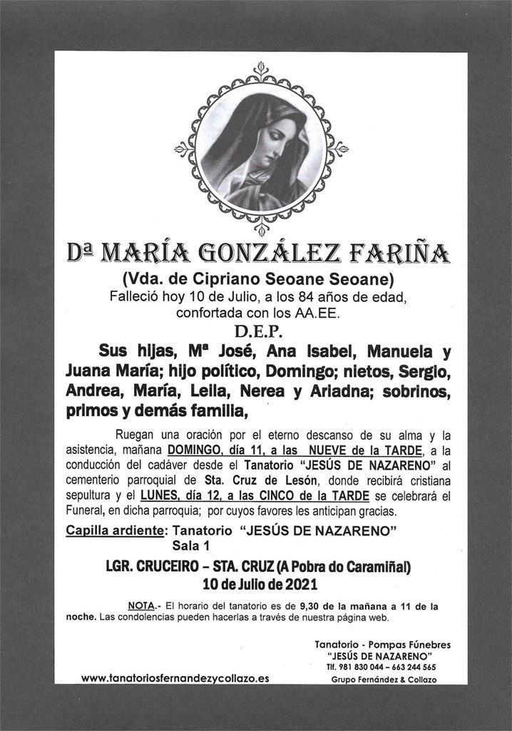 Foto principal Dª MARÍA GONZÁLEZ FARIÑA 