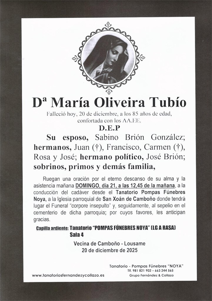 Dª María Oliveira Tubío