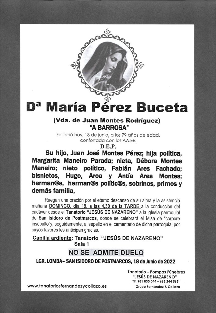 Foto principal Dª MARÍA PÉREZ BUCETA 