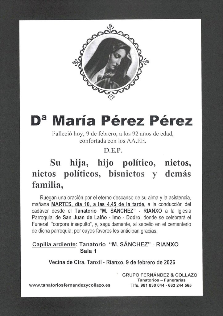 Dª MARÍA PÉREZ PÉREZ