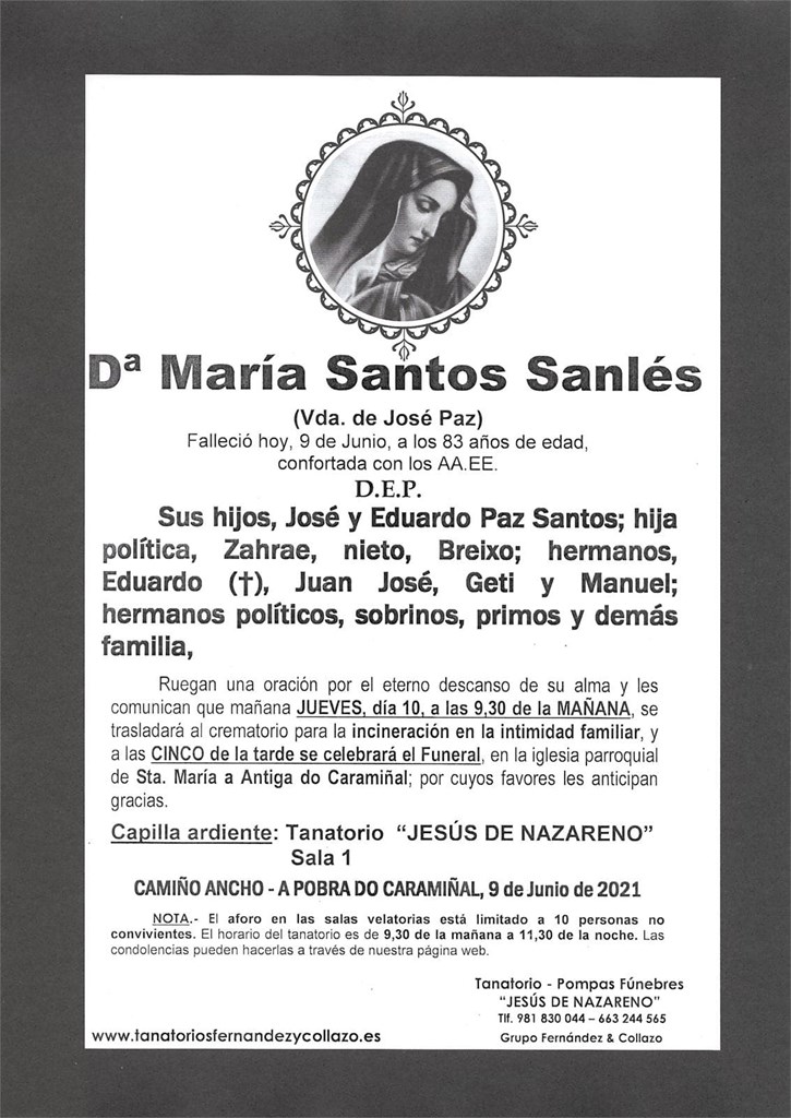 Foto principal Dª MARÍA SANTOS SANLÉS 