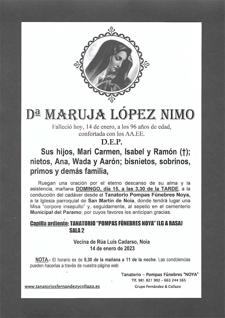 Foto principal Dª Maruja López Nimo