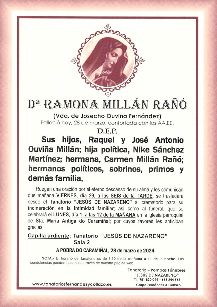 Foto principal Dª Ramona Millán Rañó