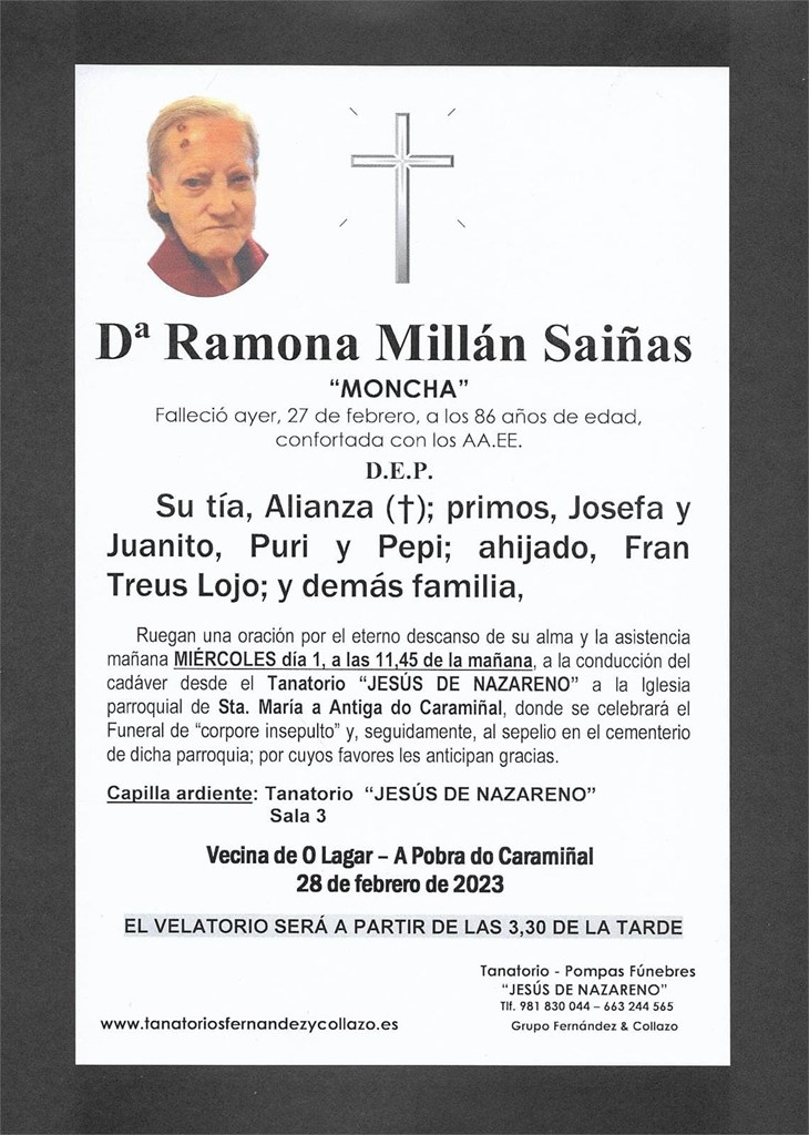 Dª Ramona Millán Saiñas