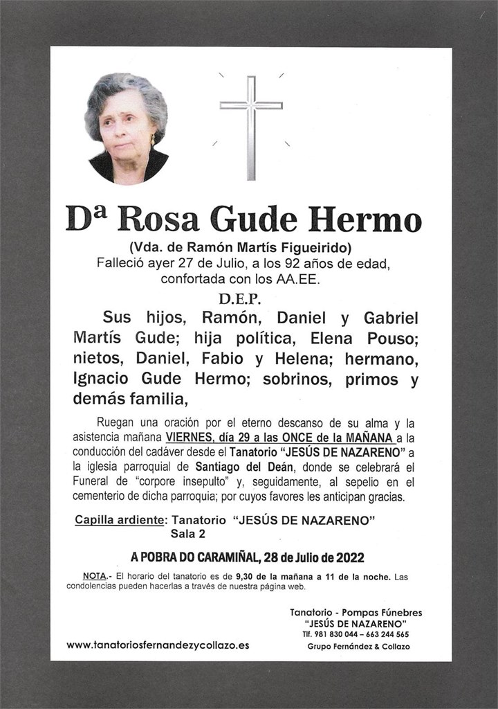 Dª ROSA GUDE HERMO