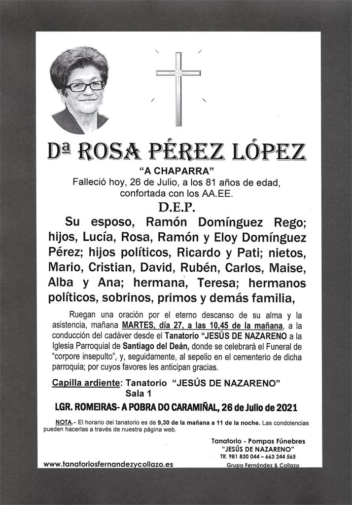 Foto principal Dª ROSA PÉREZ LÓPEZ