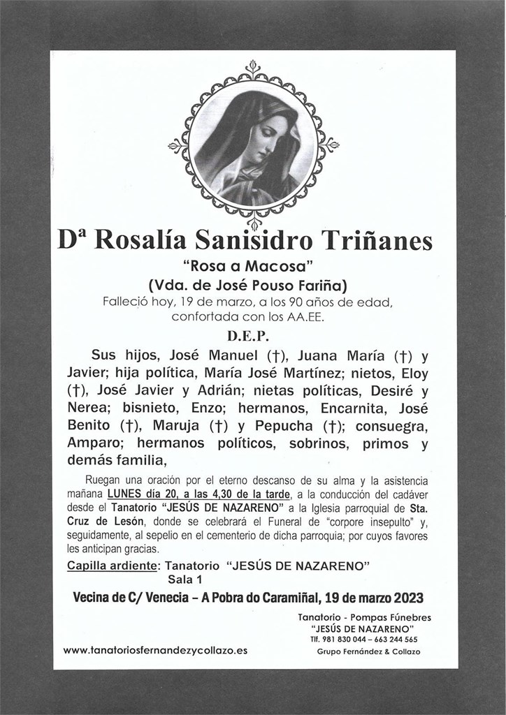 Dª Rosalía Sanisidro Triñanes
