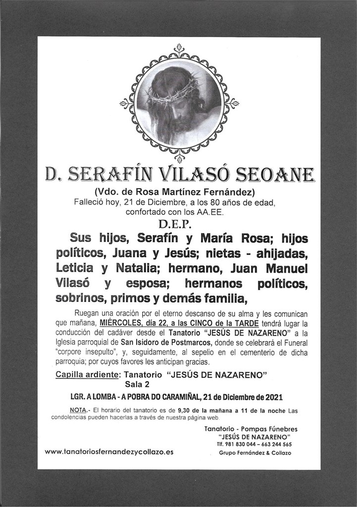 Foto principal D. SERAFÍN VILASÓ SEOANE