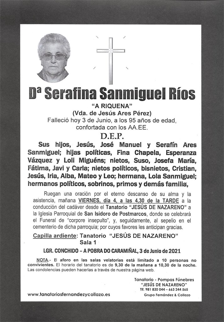 Foto principal Dª SERAFINA SANMIGUEL RÍOS