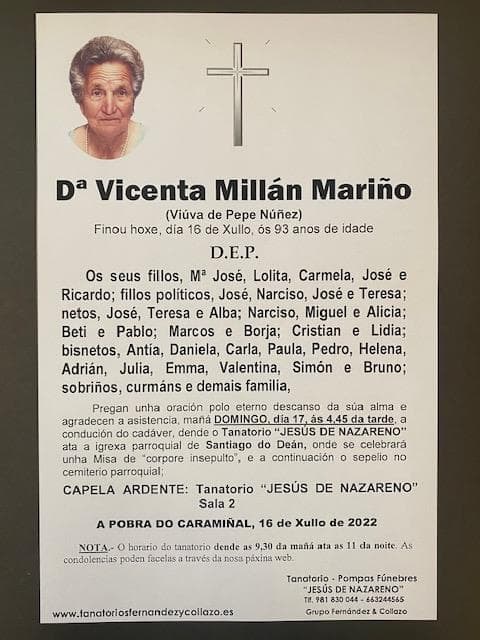Dª VICENTA MILLÁN MARIÑO